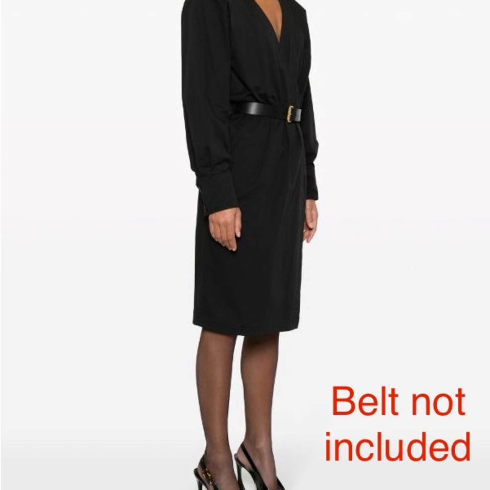 Saint Laurent Wrap Effect Mini Dress Black Cotton Twill Long Sleeve US 6 NWT - Picture 15 of 16